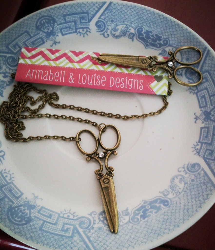Beautiful Bronze Scissor Necklace with matching Bobby pin gift / present / hairdresser / hair stylist