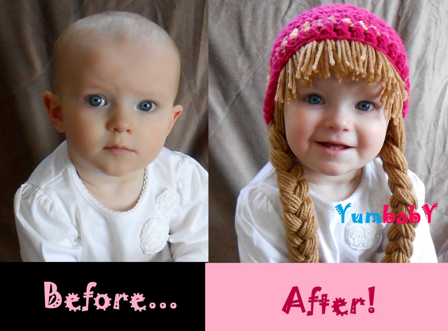 Baby Hat Pigtail Wig Cabbage Patch Costume Photo Props