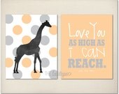 Custom Giraffe // Love You As High As I Can Reach - Combo - Custom Nursery Digital Prints (2)