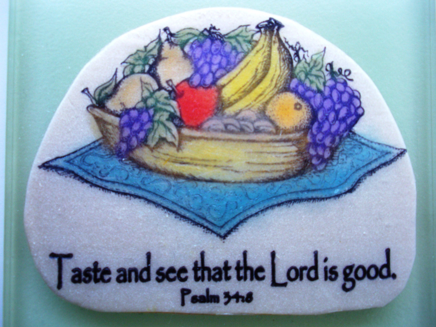 Christian Verse Art Tile. Taste and see the Lord is good. Psalm 34.8.