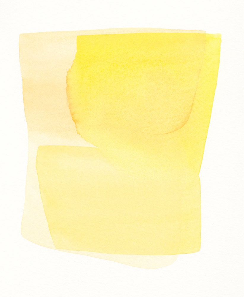 large original watercolor painting, yellow peach and orange fold, modern watercolor painting