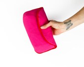 Pink Clutch - Red Accent Piping - Birdbags "Dove" Handbag