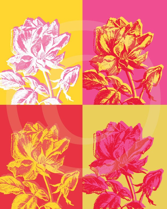 DIY Art Print - A Rose Is a Rose  - Warhol Inspired - Instant Download