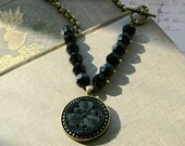 Jet Glass Necklace, Black Glass Jewelry, Antique Jet Glass, Mourning Jewelry, Downton Abbey inspired