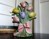 Vintage Cast Iron Door Stop Tulip Doorstop Rustic Shabby Chic Home Decor