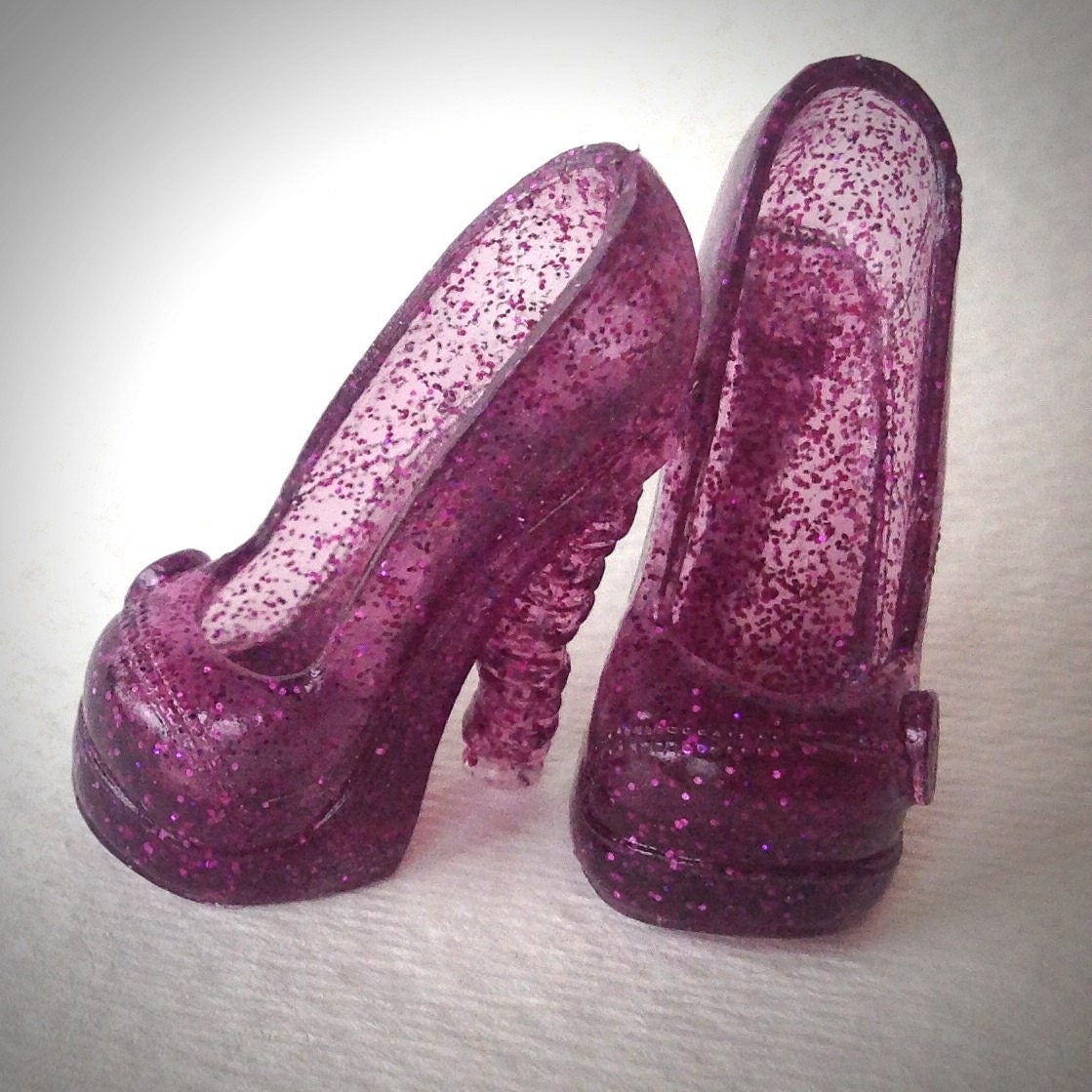 Purple Sparkle Stacked Heel Monster High Shoes for Dolls - Dollicious Customs