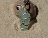 Wire wrapped seafoam green sea glass necklace