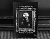 Digital art print card - Gas Mask, digital collage by Vae Nox