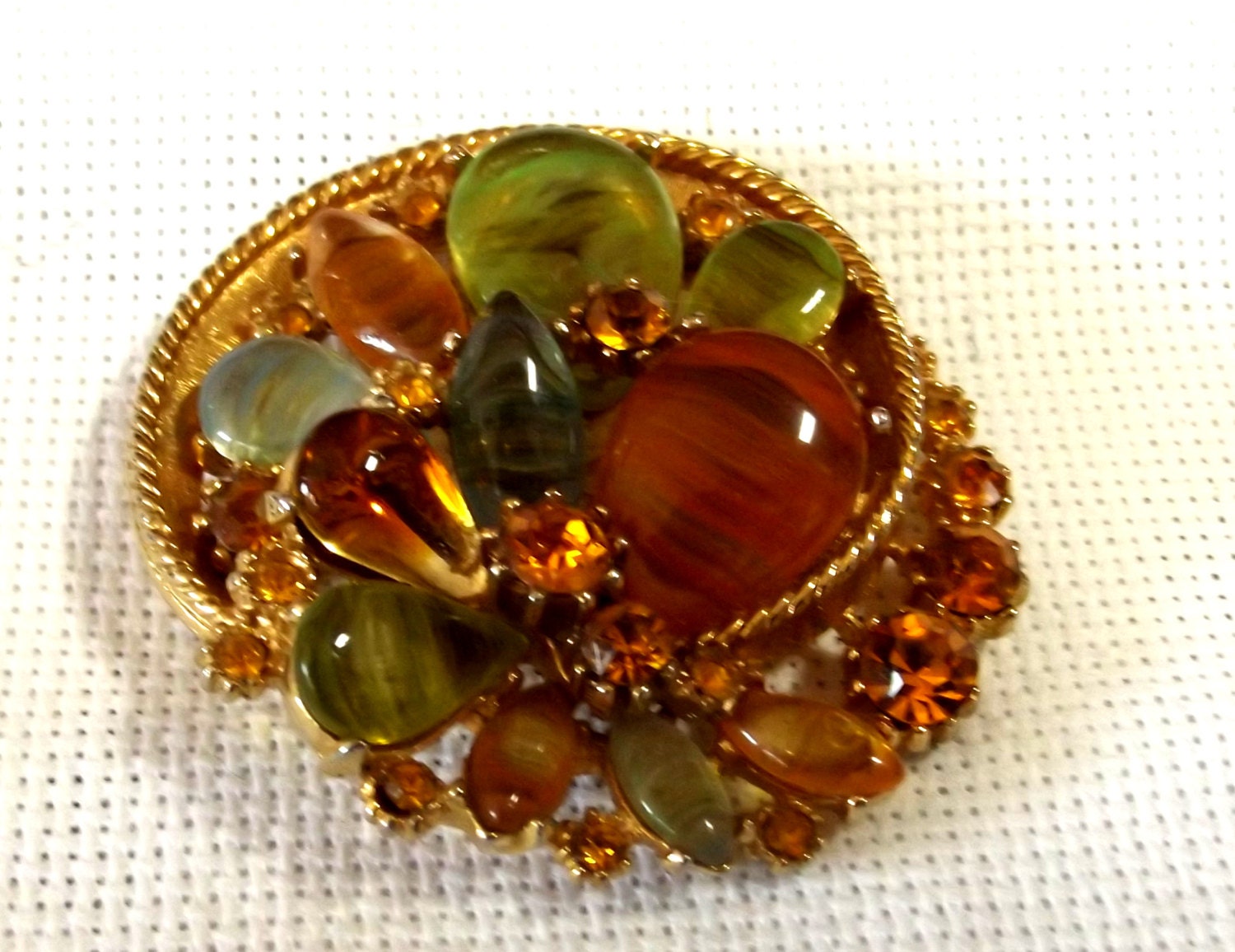 Vintage Pin, Designer Brooch, ART MODE, Multi Stone, Costume Jewelry, Bliing, Made Men Inspired