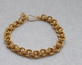 Delicate Gold Chainmaille Bracelet -- Handwoven Mobius Bracelet