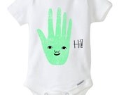 Baby 100% organic cotton onesie High Five Happy Face children infants eco friendly Newborn to 18 months
