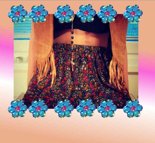 Grunge Floral Tiered Skirt