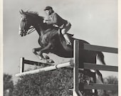 Jumper Retouched - Vintage 1946 Show Jumping Horse and Rider Press Photograph - AllHorseVintage