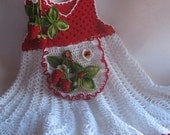 Summer Dress  in Red and White with Strawberry for Girl Cotton OOAK