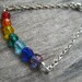 Chakra Rainbow Bracelet, Czech Crystal Hand Linked with Lobster Claw Clasp 7.25 Inches