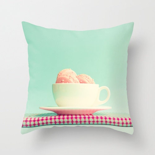SALE, Turquoise Pillow, Pink Pillow, Pillow Cover, Red, Pillow, Mint Pillow, Spring Decor, Macaroons 16 x 16 or 18 x 18