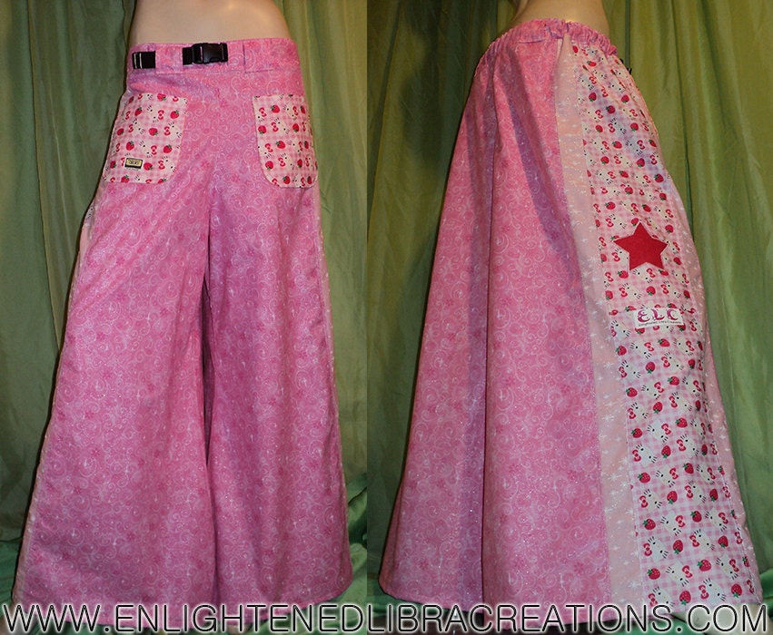 Hello Kitty Star Phat Rave Pants - One of a Kind - Ready to Ship Now - S/M/L - Phat Rave Pants Phatts Phatties Wide Leg - Unisex Design