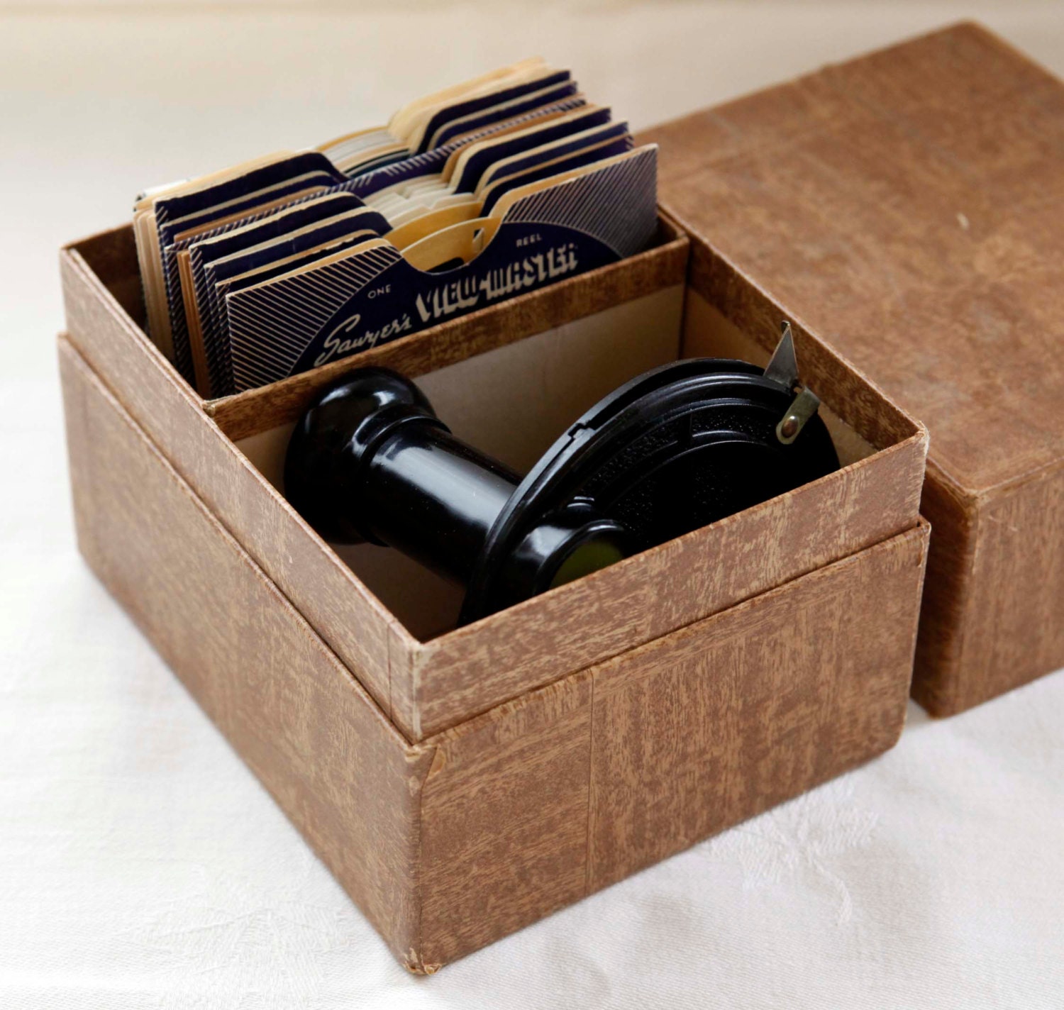 Sawyer's Clamshell View Master 1942 Black Model A 17 Reels Box Pamphlets 3D Reel Viewer Art Deco Style