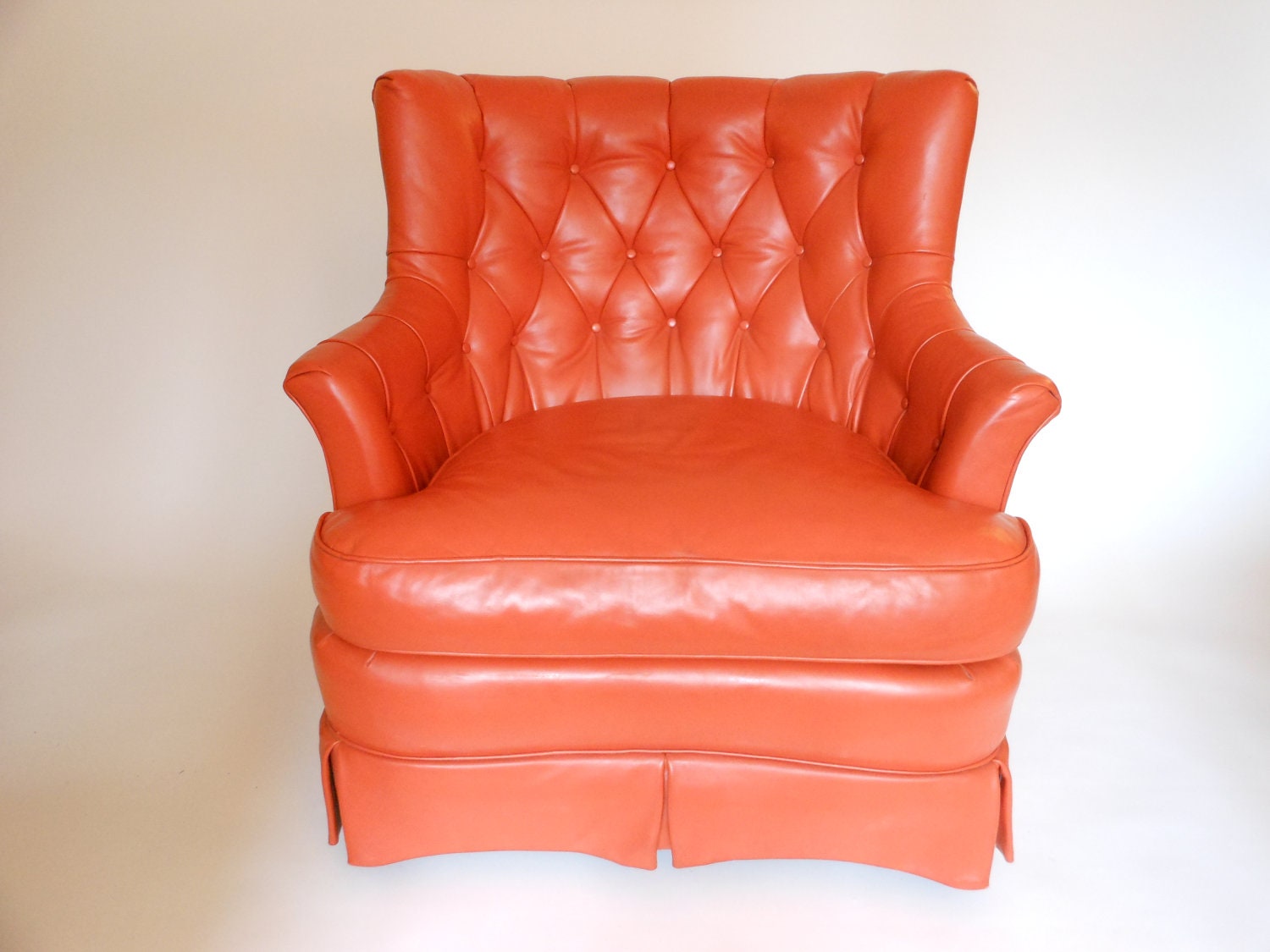 TOMLINSON Mid Century Orange Leather Lounge Chair c1960