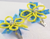 Hair Clips with a Yellow Flower