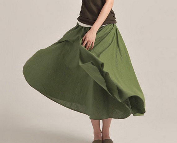 Green Circle Skirt Woman Skirts Long Skirt Loose Spring Skirt