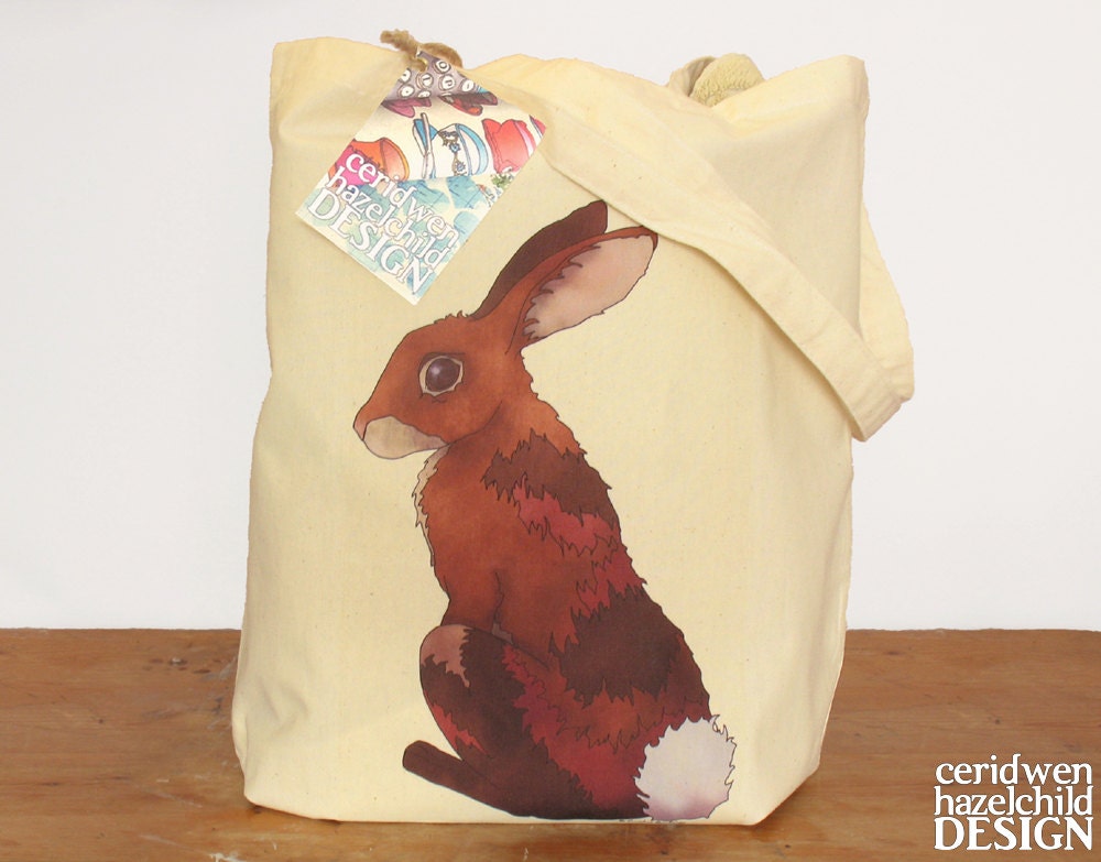 Brown Bunny Rabbit Eco Cotton Tote Bag