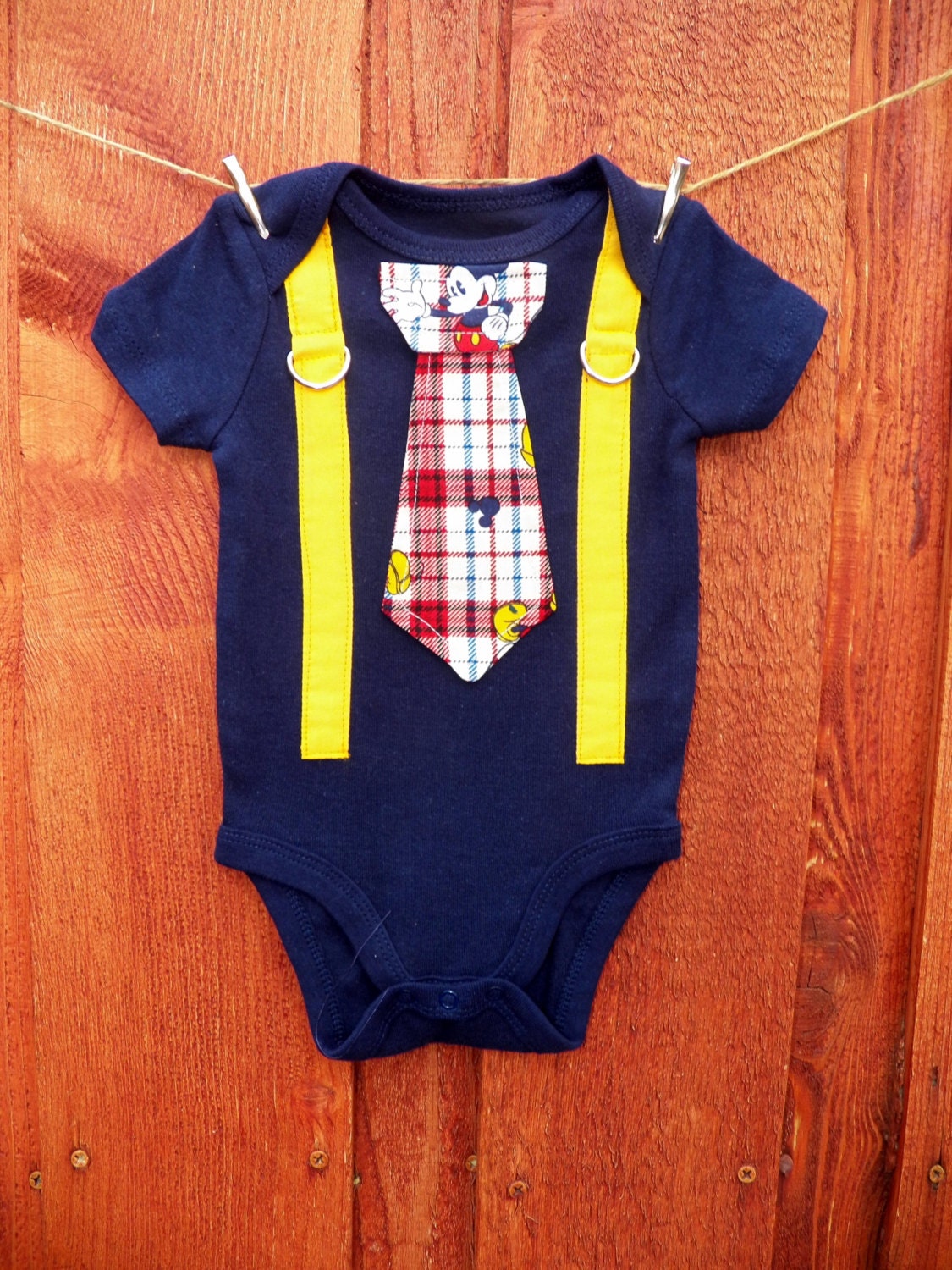 NEW - Baby Boy Tie Onesie and Suspender Bodysuit - Mickey Mouse -  Spring, Summer, Childrens Fashion
