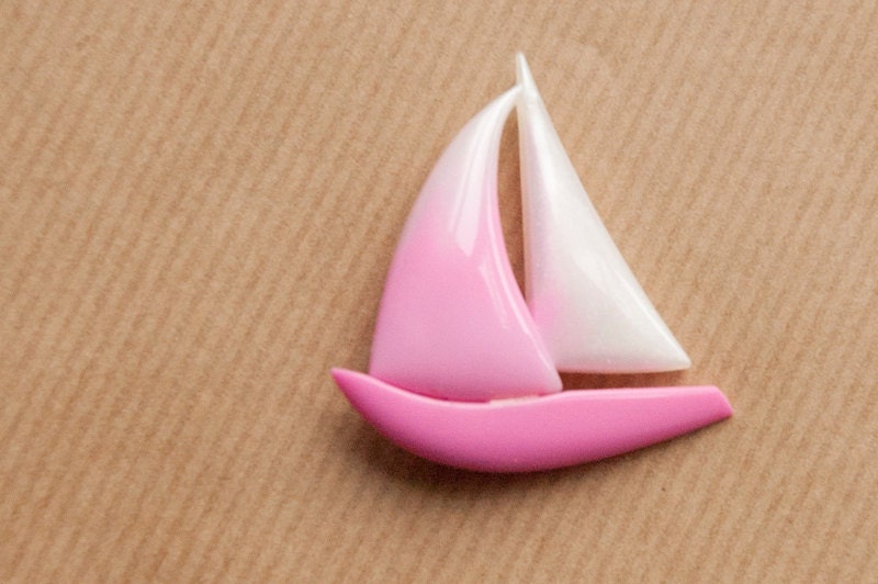 Sailboat Brooch Pink Vintage Pin