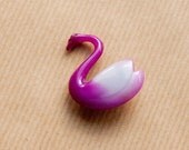 Vintage Swan Brooch Purple Bird Pin Plastic