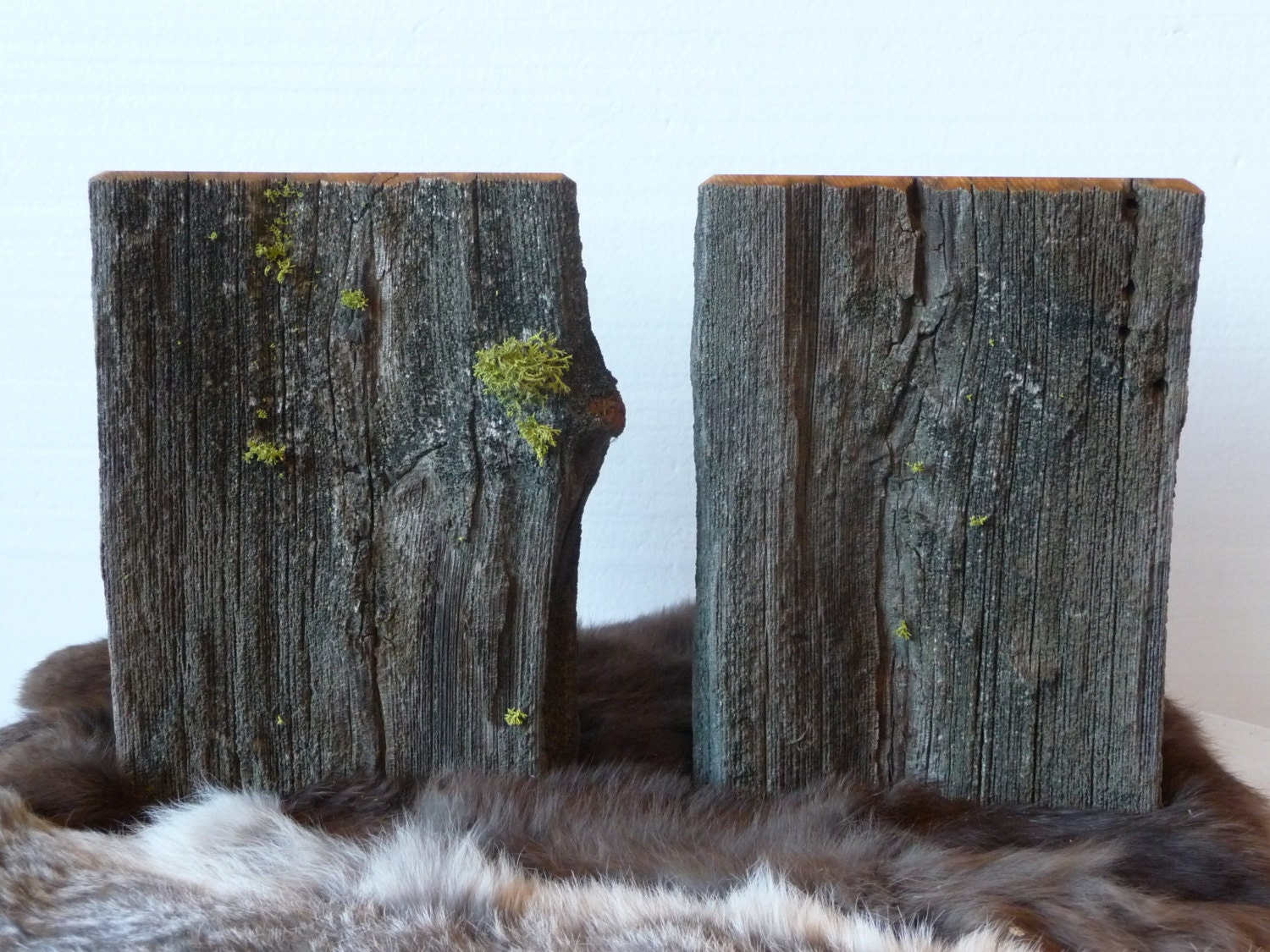Rustic Old Weathered Juniper Wood Book Ends Set4 by Plus Z Ranch