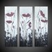 24 x 24 ORIGINAL Abstract Acrylic Painting Red Poppies Floral Flowers Black White Silver large 3 panel Modern Fine Art FREE SHIPPING