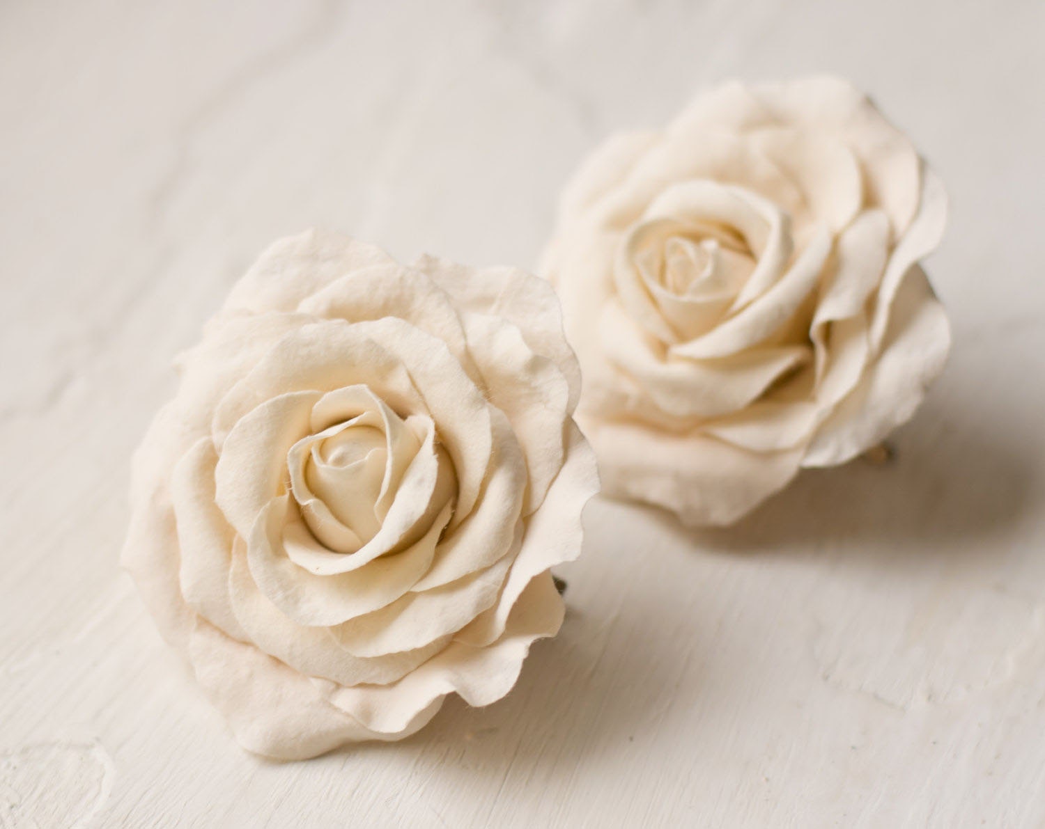 Bridal pair clips - wedding accessories - beige hair flower - hair clip beige - bridal hair accessories weddings