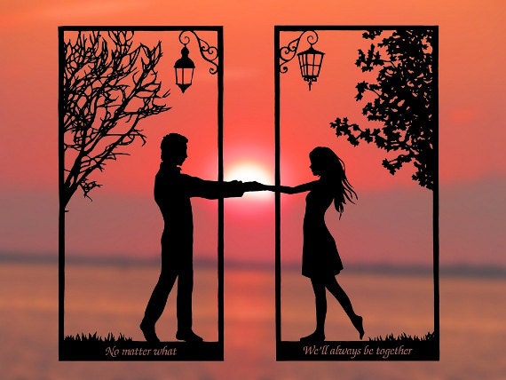 Boundless Love Handmade Original Papercut First Anniversary Paper Gift: Hand-Cut Paper Art Silhouette (UNFRAMED)