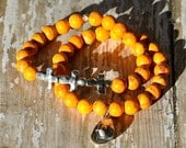 Orange Cross and Charm Beaded Bracelets / Handmade Bead Bracelets