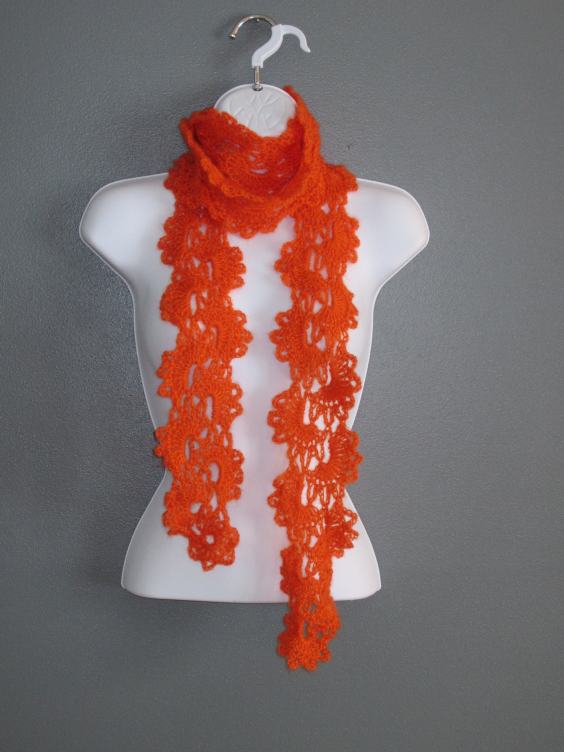Queen Anne Style Scarf in Tangerine/Orange.  Unique scarf gift for Mom, Girlfriend.  Grafton Spirit Wear.