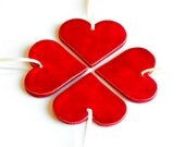 Ceramic Red Hearts Ornaments Minimalist Wedding Favor Love Home Decoration Valentine Gift Set of 4