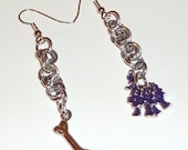Dog and Bone Charm/Bead Chainmaille Dangle Earrings