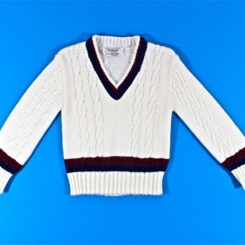 Vintage Kids Boys V-Neck Cable Knit Sweater size 4T or 5T