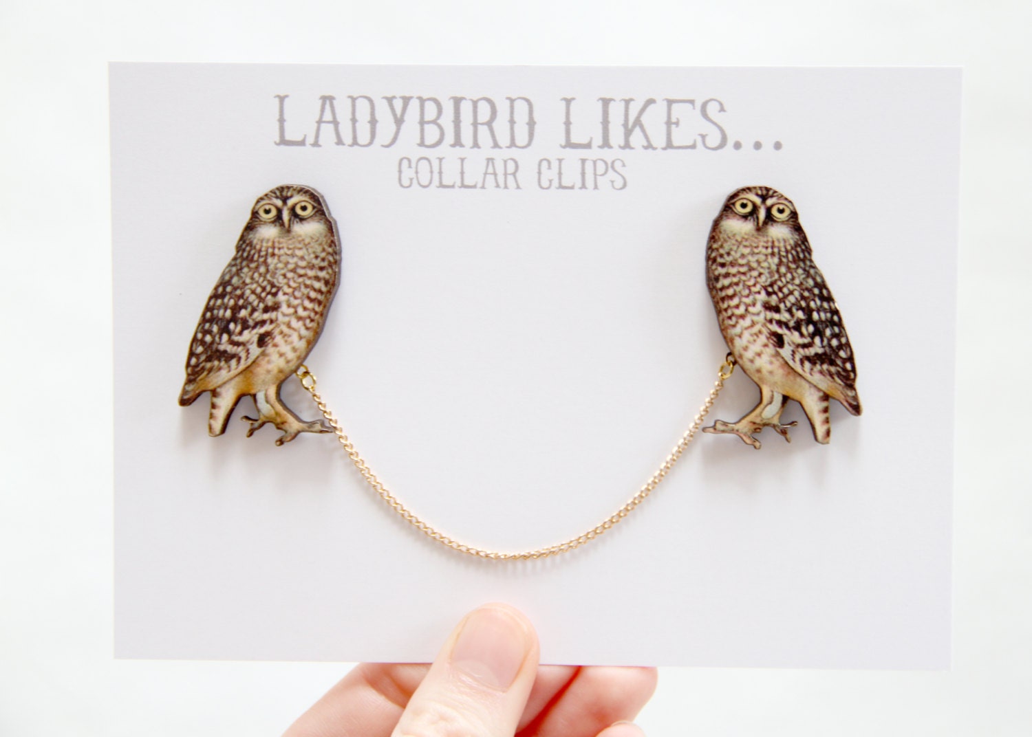 Owl Wooden Collar Clips