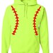 Custom Personalized Softball Pullover Hooded Sweatshirt (Unisex Adult Hoodie) - Neon Safety Green / Red