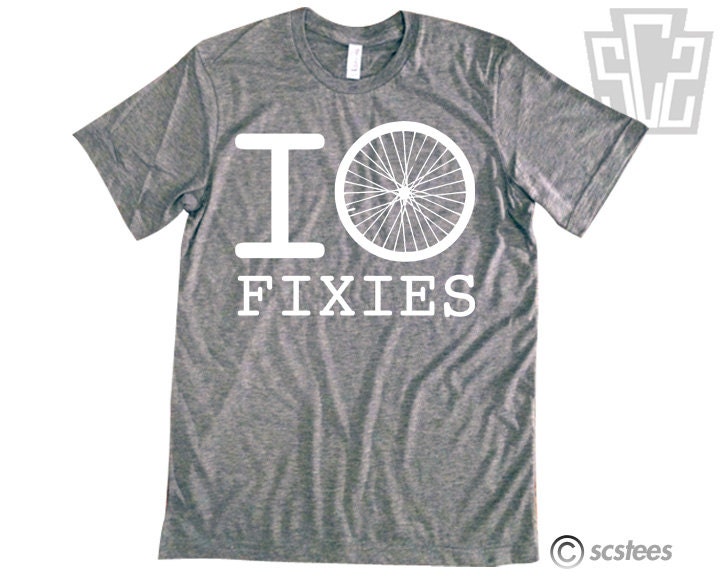 I Love Fixies Vintage Style and Fit UNISEX T Shirt for Fixed Gear Bicycle Lovers