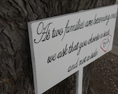 XL As two families are becoming one/ seating chart sign/ no seating chart On stake
