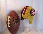 Super Bowl XLVII Crochet Old School Football Ear Flap Beanie 49ers/Ravens Harbaugh v Harbaugh