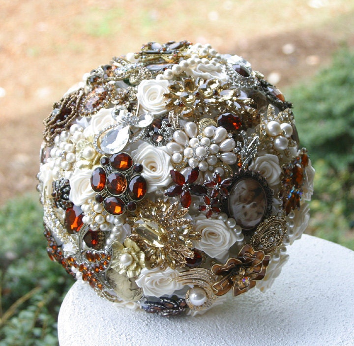 Autumn Wedding Brooch Bouquet. Deposit on a made to order Heirloom Broach Bouquet