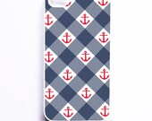 iPhone 4 / 4S Case Nautical Anchor Gingham