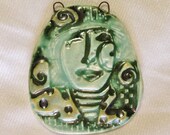 Steampunk  Bohemian Face Ceramic Pendant