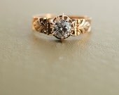 Gorgeous Antique 14k Rose Gold Diamond Engagement Ring