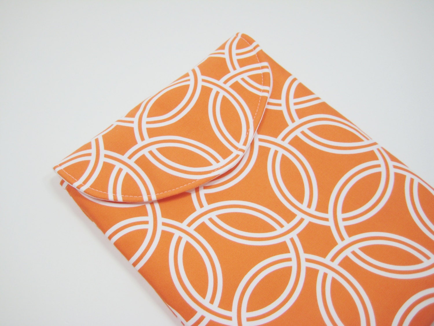 Sale Orange iPad Case, iPad Sleeve, iPad Cover, Padded with Flap, in Mod Orange and White Print, Ready to Ship