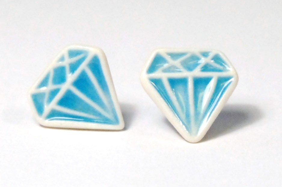 porcelain jewel stud earrings