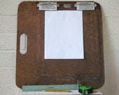 Vintage LARGE Masonite Double CLIP BOARD with Handle: Field Sketch or Writing Board Fathers Day GIft